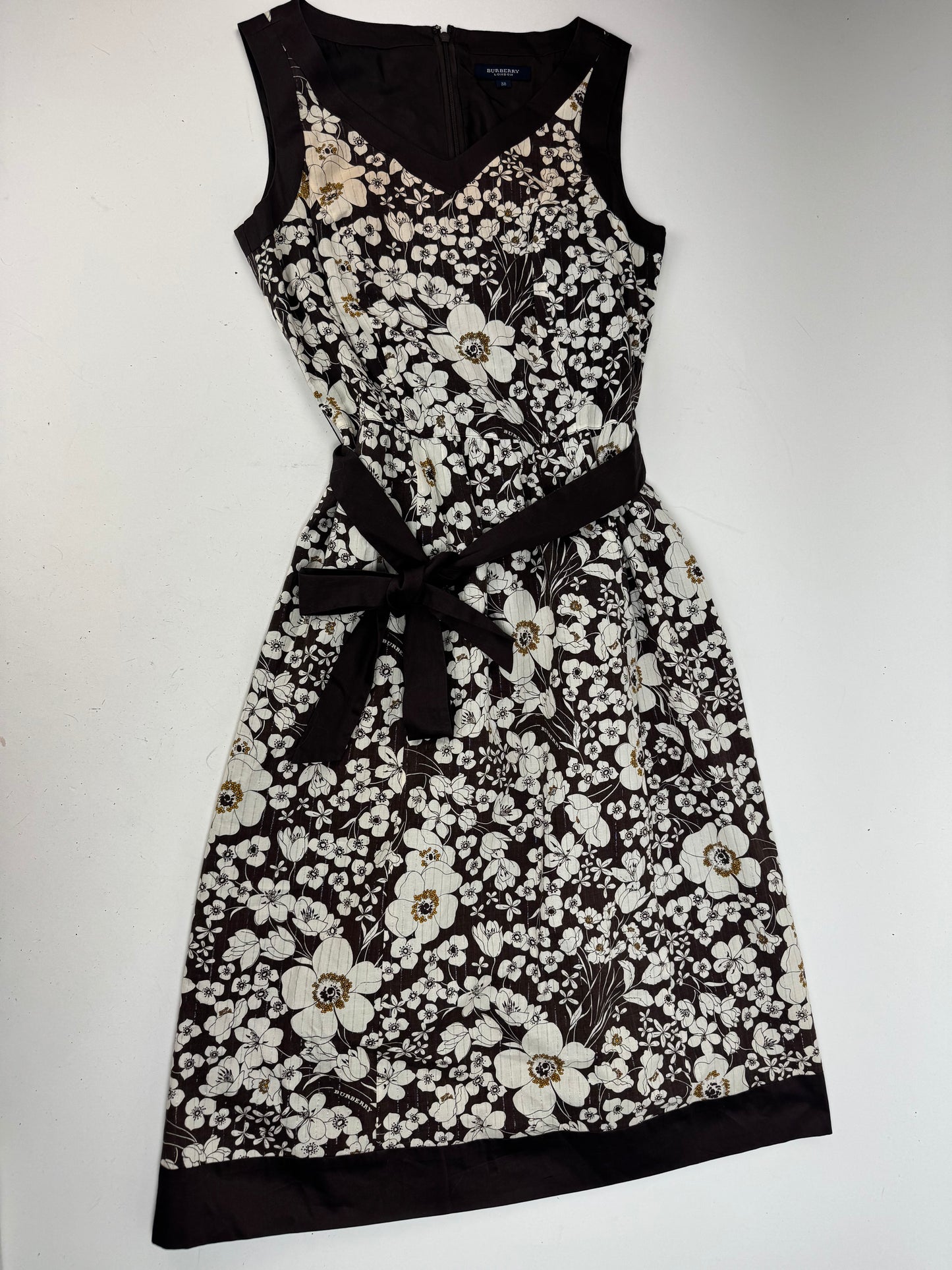 Vintage Burberry Floral Dresd Black White