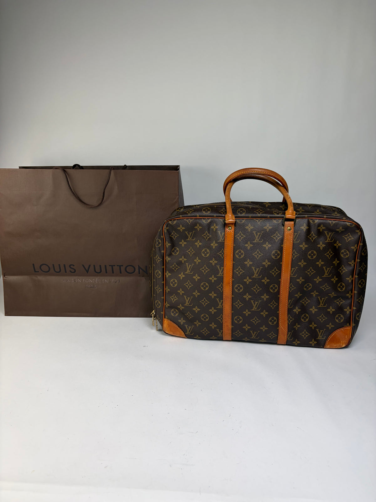 Vintage Louis Vuitton Monogram Canvas Weekender Bag c. 1987 Brown