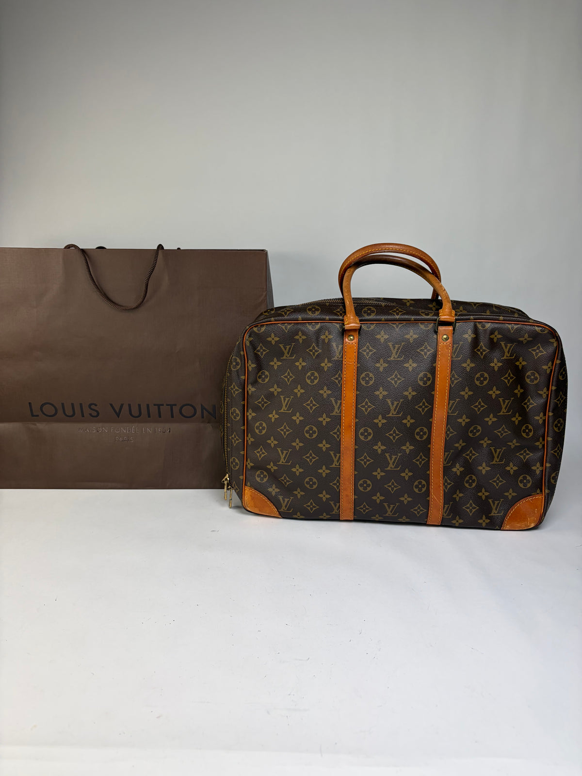 Vintage Louis Vuitton Monogram Canvas Weekender Bag c. 1987 Brown
