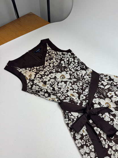 Vintage Burberry Floral Dresd Black White