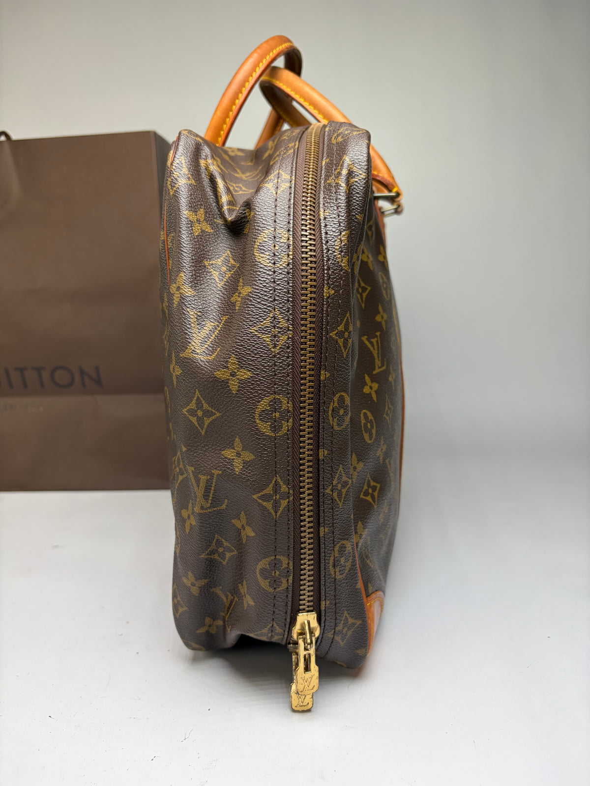 Vintage Louis Vuitton Monogram Canvas Weekender Bag c. 1987 Brown