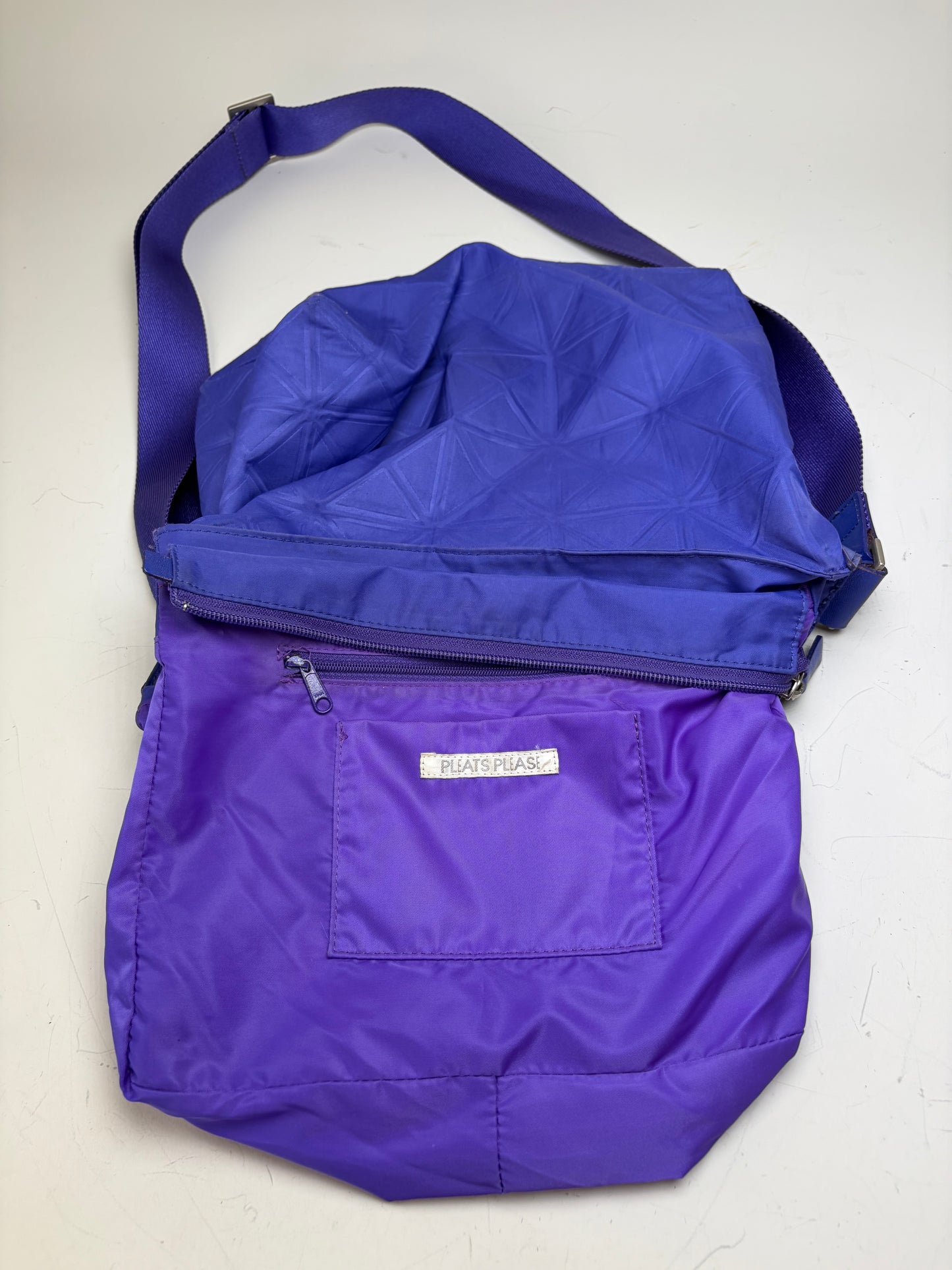 Vintage Issey Miyake Structured Shoulder Bag Purple Silver
