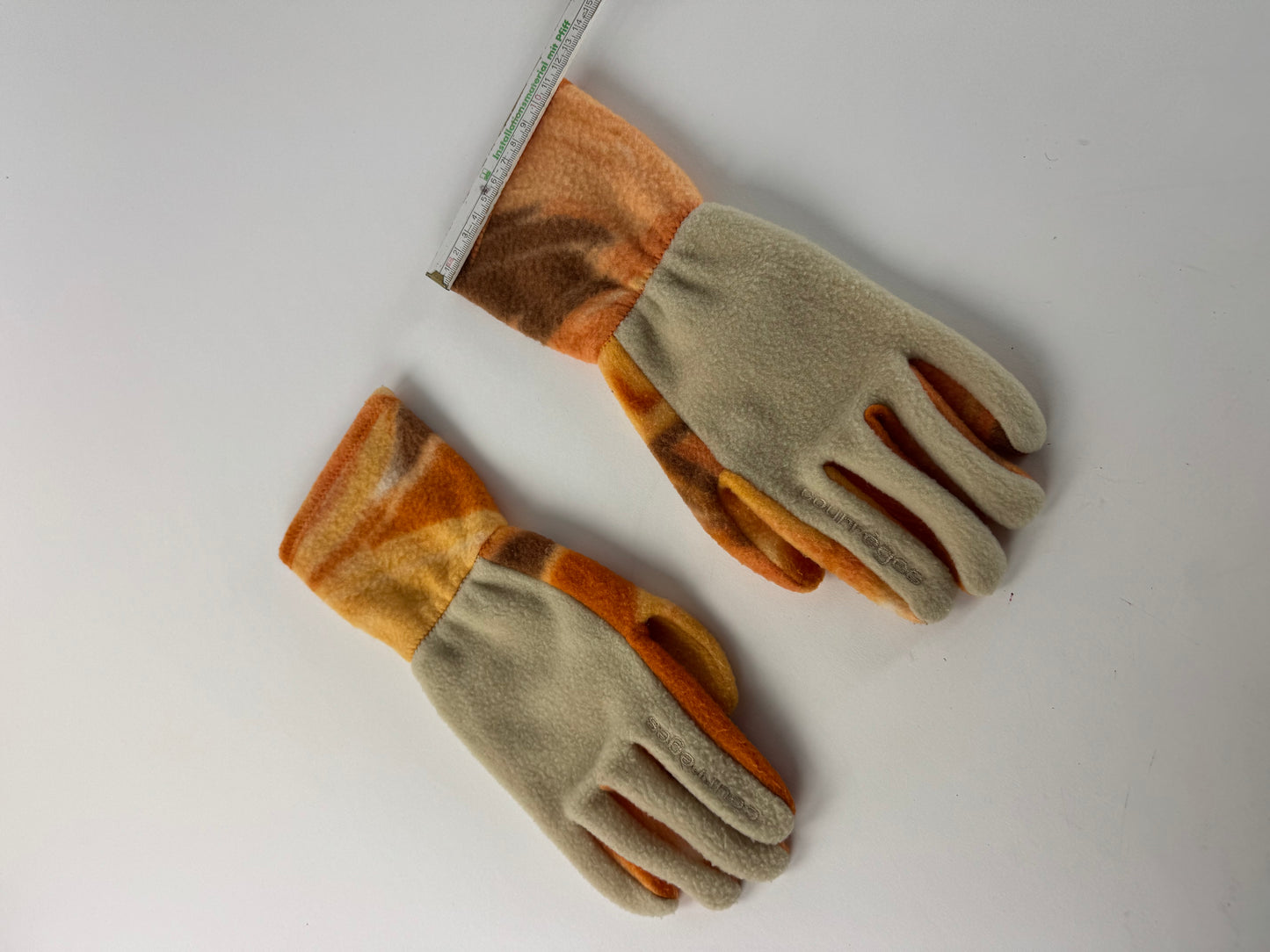Vintage Courreges Paris Wool Gloves Grey Orange M