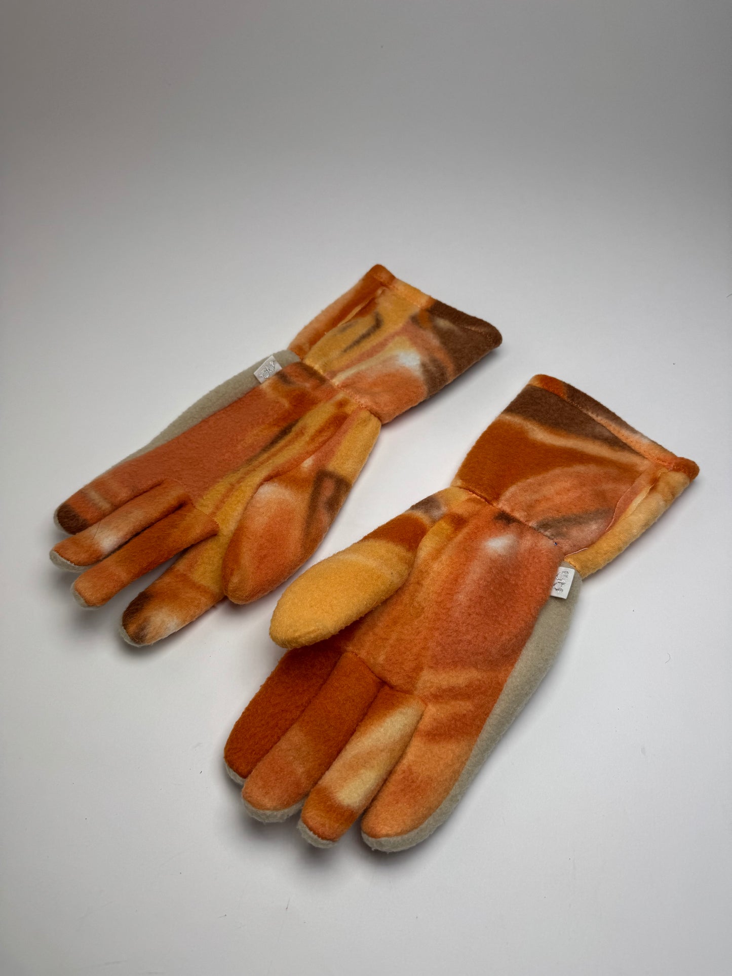 Vintage Courreges Paris Wool Gloves Grey Orange M