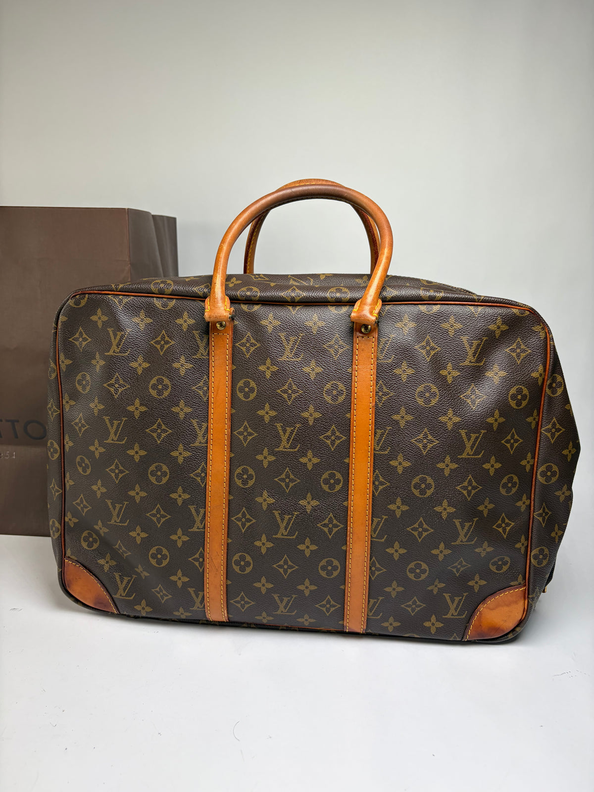 Vintage Louis Vuitton Monogram Canvas Weekender Bag c. 1987 Brown