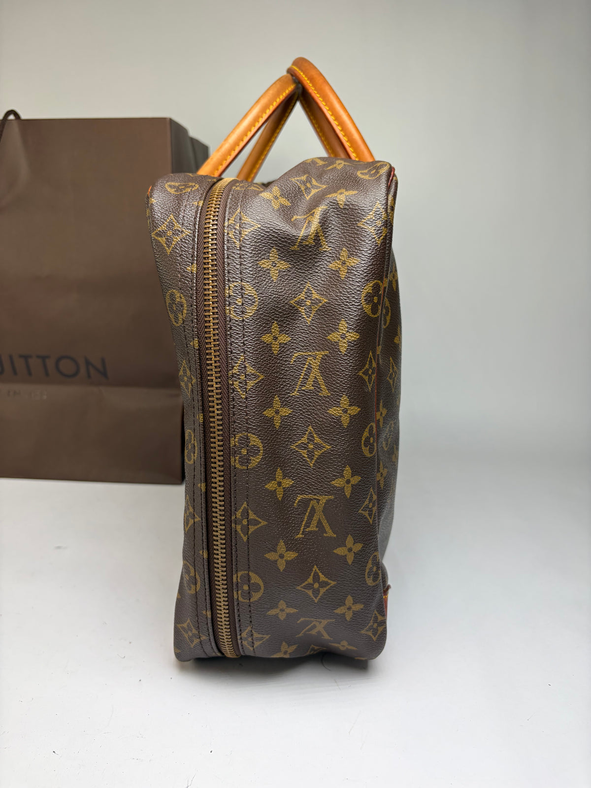 Vintage Louis Vuitton Monogram Canvas Weekender Bag c. 1987 Brown