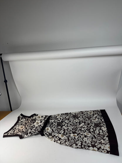Vintage Burberry Floral Dresd Black White