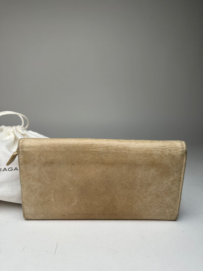 Vintage Balenciaga City Leather Long Wallet Beige