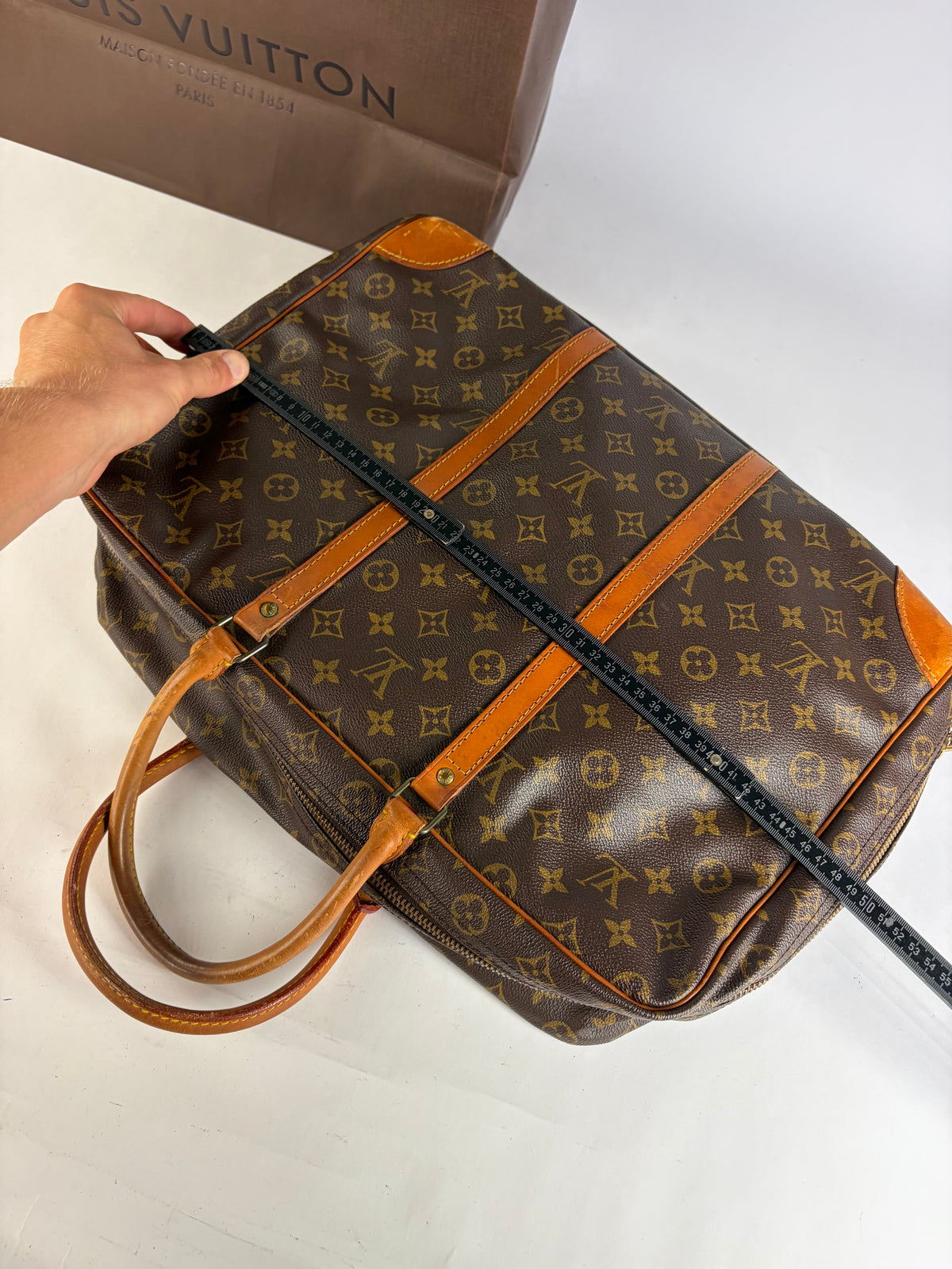 Vintage Louis Vuitton Monogram Canvas Weekender Bag c. 1987 Brown