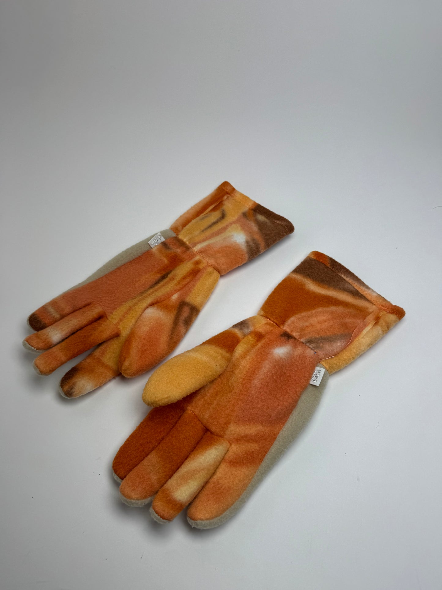 Vintage Courreges Paris Wool Gloves Grey Orange M