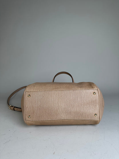 Vintage Coach Textured Leather Handbag Light Beige Gold