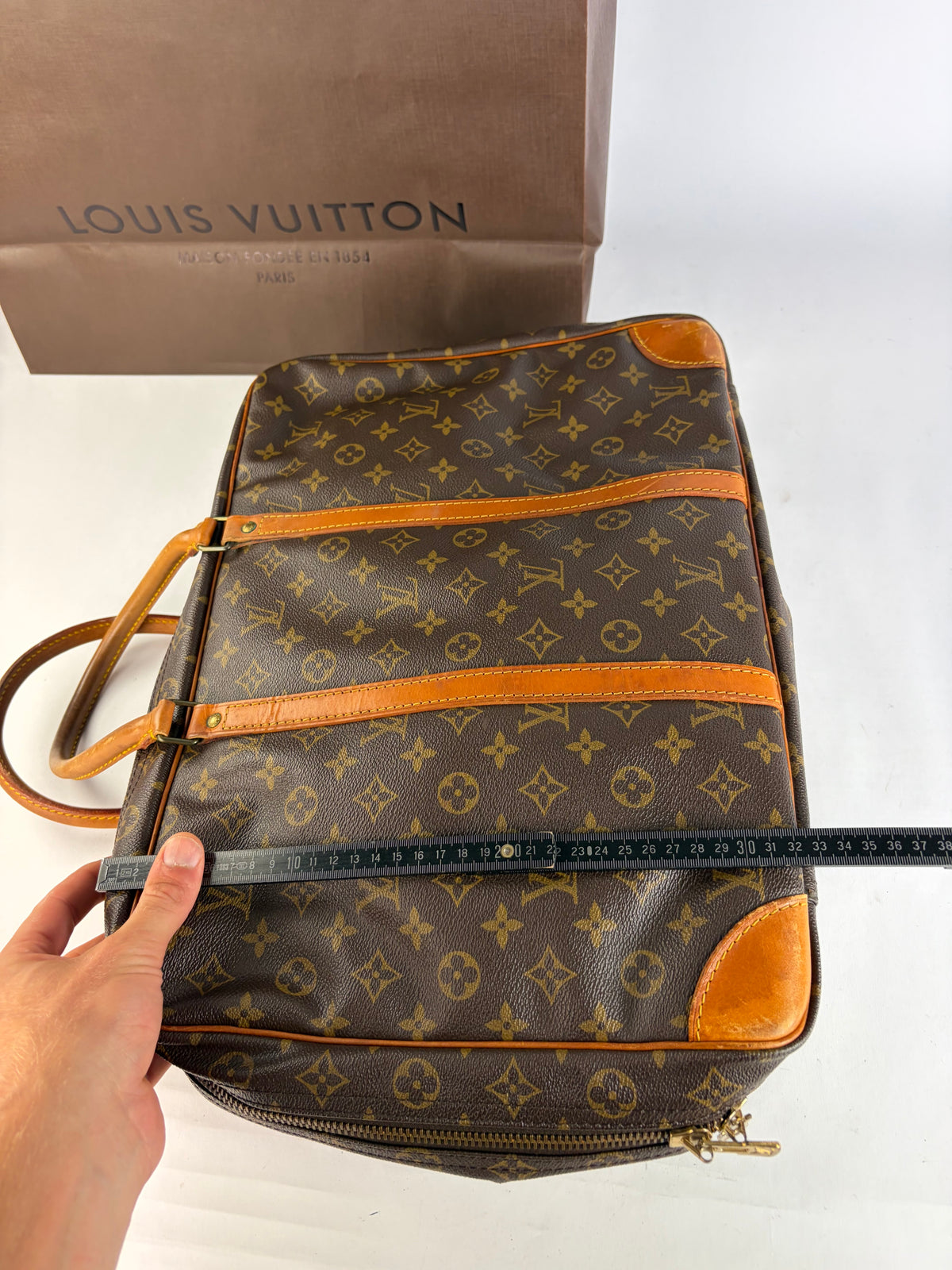 Vintage Louis Vuitton Monogram Canvas Weekender Bag c. 1987 Brown
