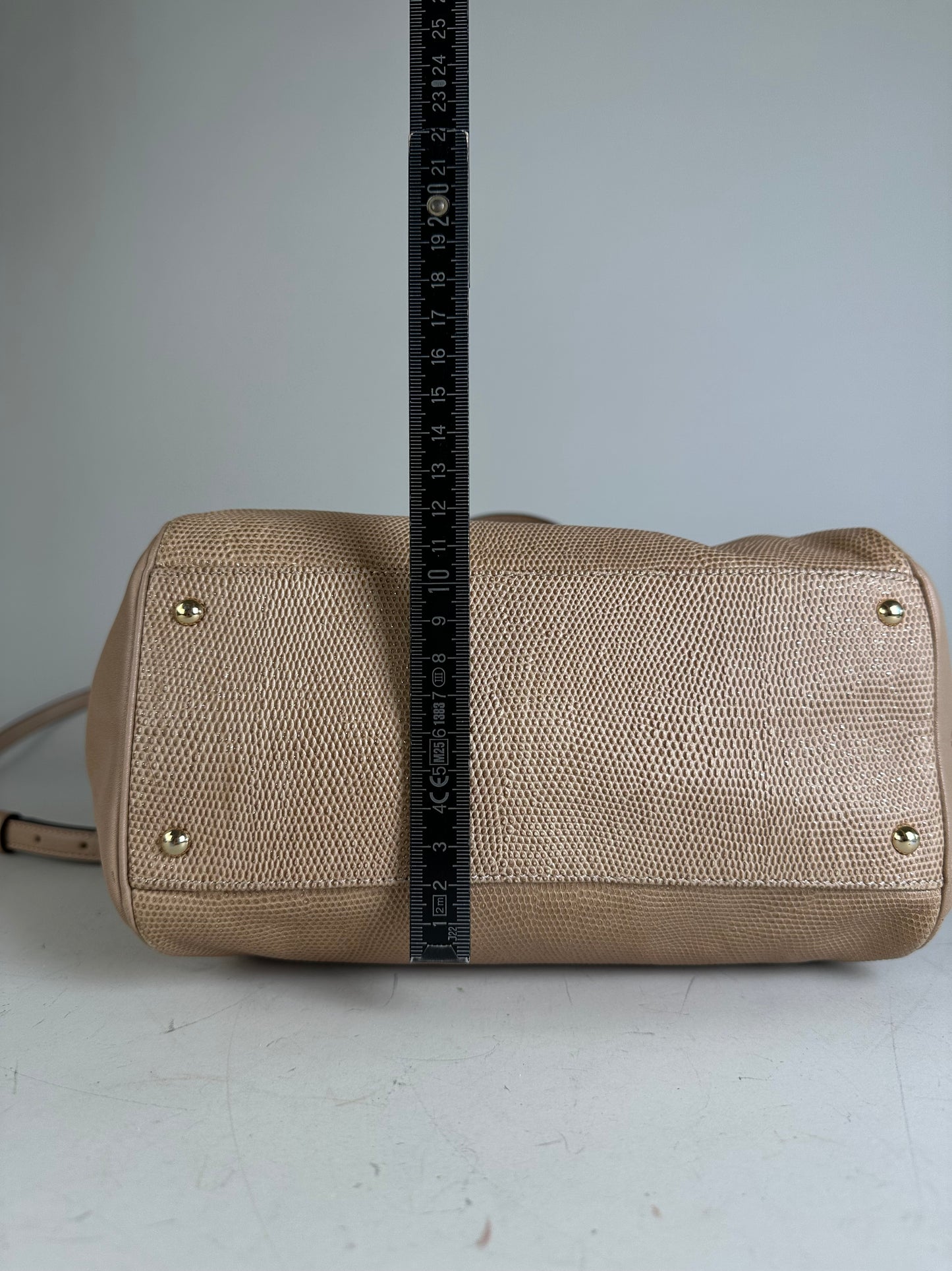 Vintage Coach Textured Leather Handbag Light Beige Gold