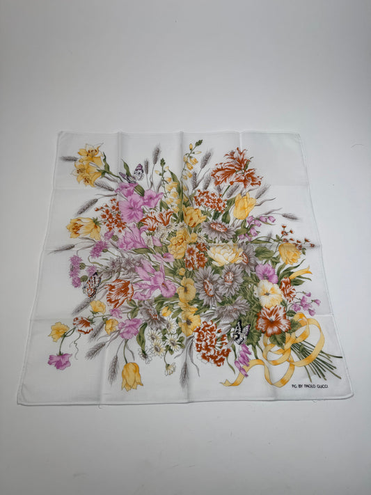Vintage Paolo Gucci Floral Scarf White multicolor
