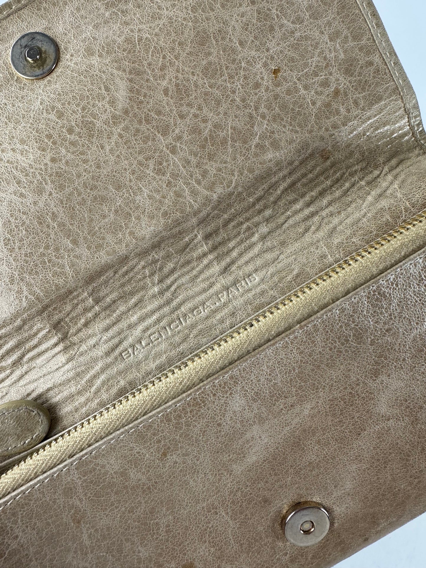 Vintage Balenciaga City Leather Long Wallet Beige