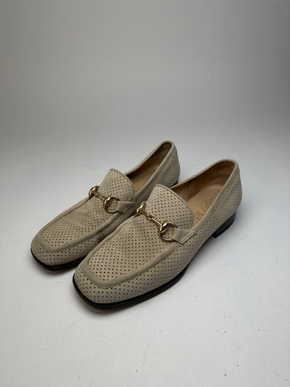 Vintage Gucci Suede summer Horsebit Loafer Grey White 37,5