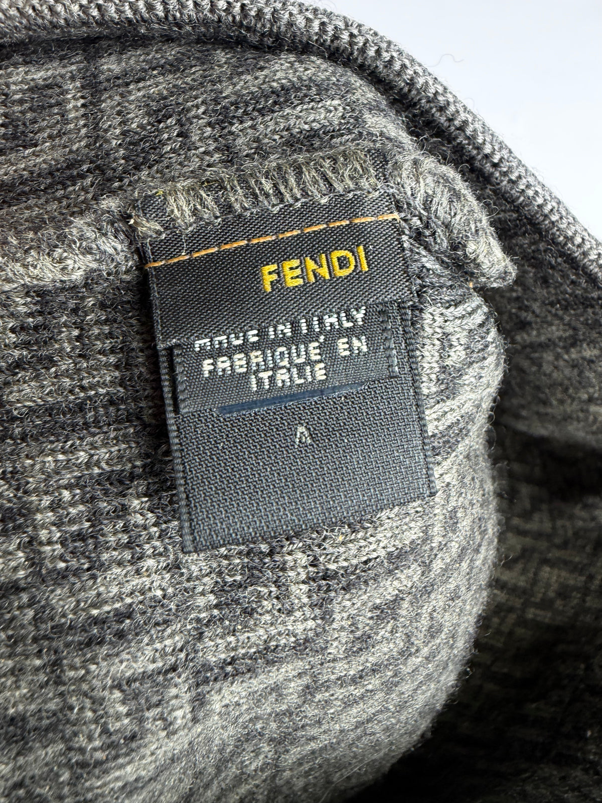 Vintage Fendi Zucca Wool Beanie Hat Grey c. Late 2000s