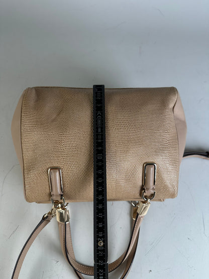Vintage Coach Textured Leather Handbag Light Beige Gold