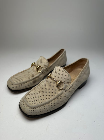 Vintage Gucci Suede summer Horsebit Loafer Grey White 37,5
