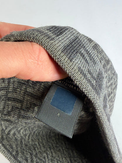 Vintage Fendi Zucca Wool Beanie Hat Grey c. Late 2000s