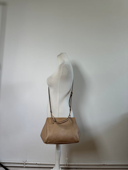 Vintage Coach Textured Leather Handbag Light Beige Gold