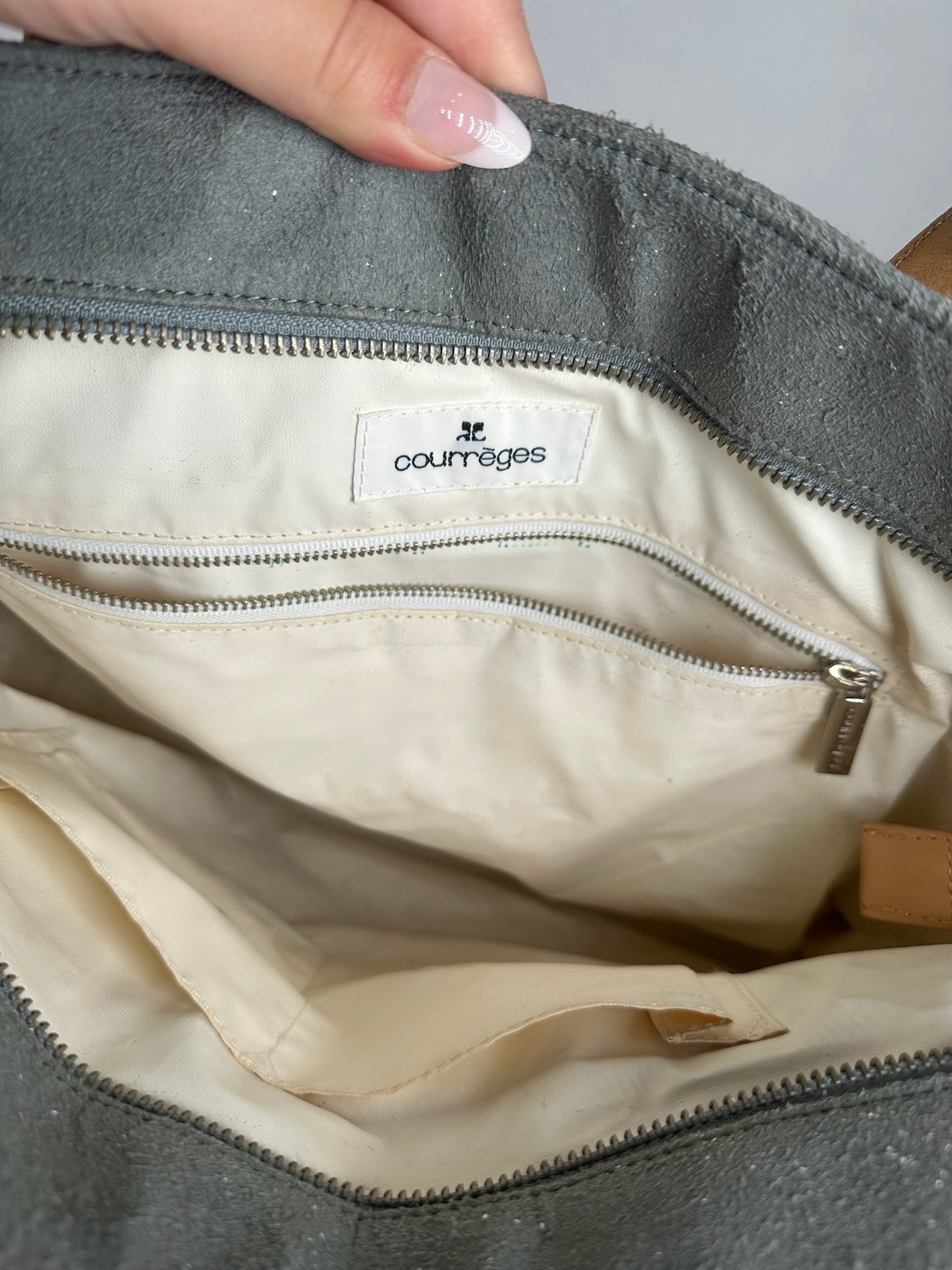 Vintage Courreges Suede Shopper gray