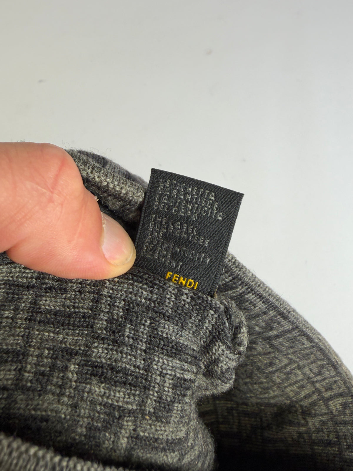 Vintage Fendi Zucca Wool Beanie Hat Grey c. Late 2000s