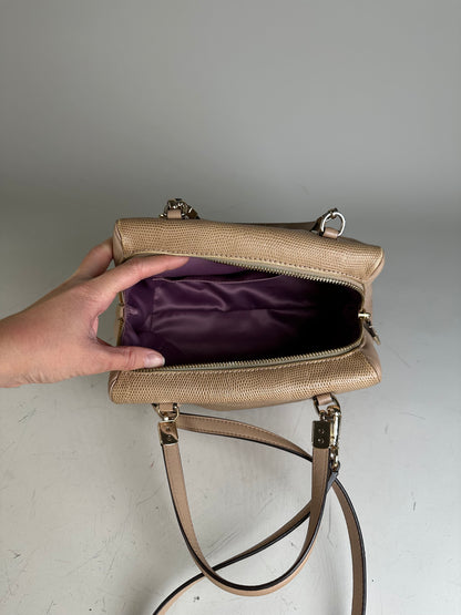 Vintage Coach Textured Leather Handbag Light Beige Gold