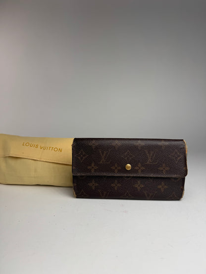 Vintage Louis Vuitton leather monogram wallet brown