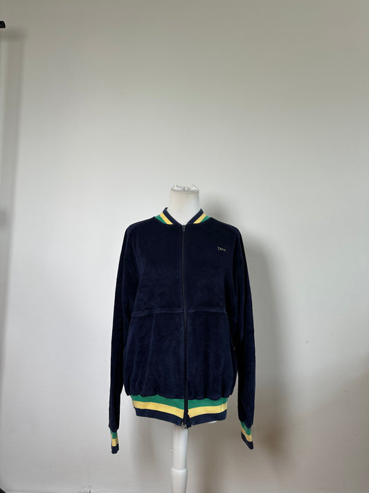 Vintage Dior Men's Cotton Velour Jacket Navy Yellow Green L