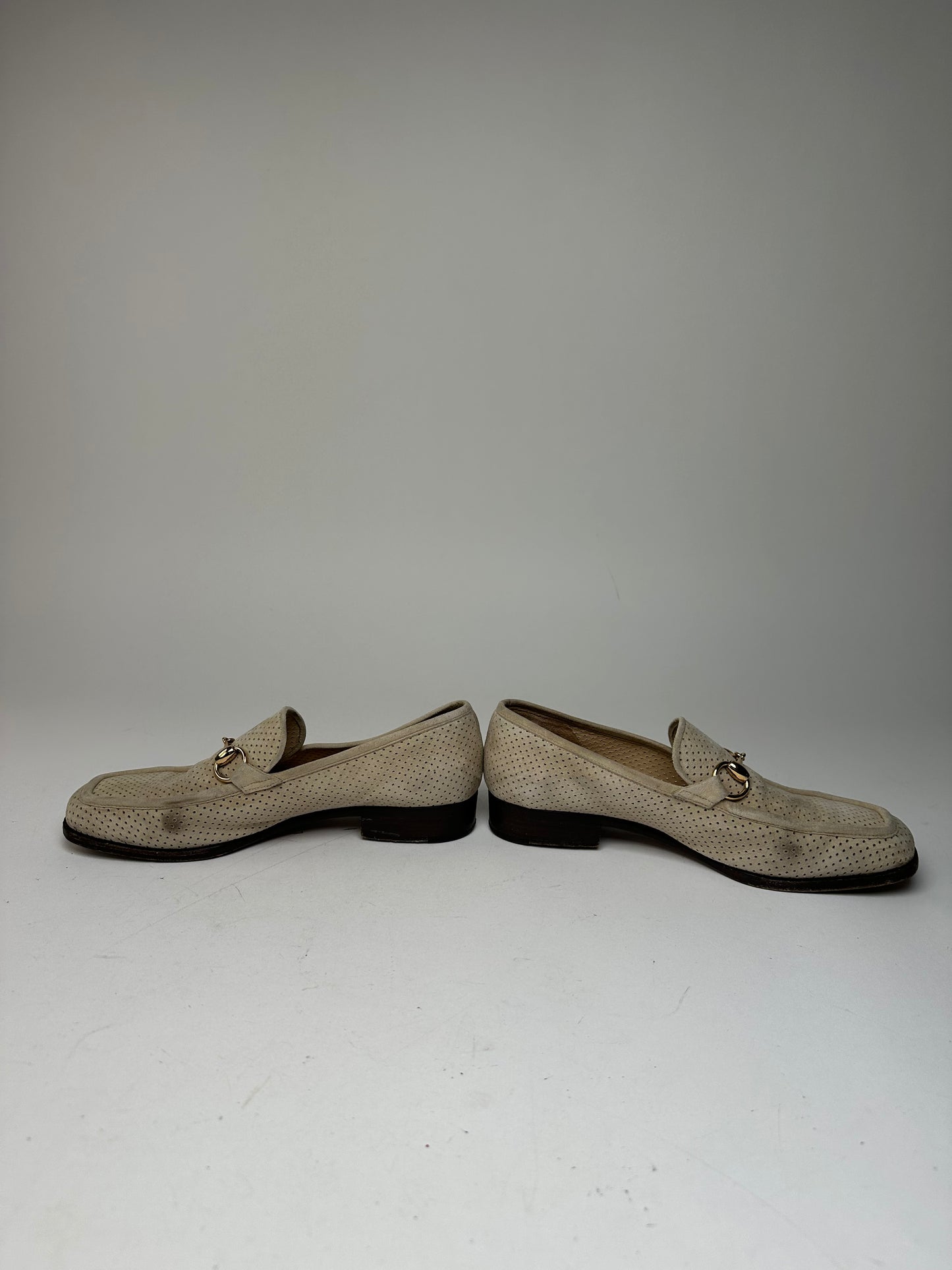 Vintage Gucci Suede summer Horsebit Loafer Grey White 37,5