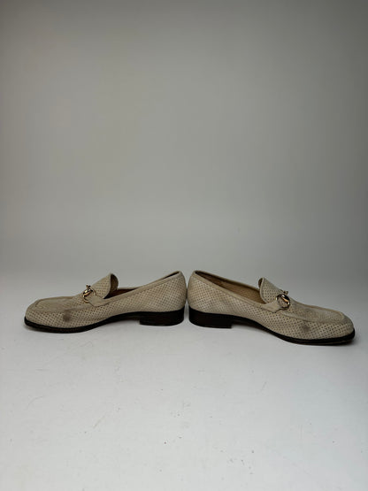 Vintage Gucci Suede summer Horsebit Loafer Grey White 37,5