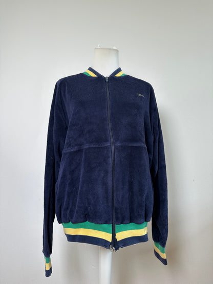 Vintage Dior Men's Cotton Velour Jacket Navy Yellow Green L