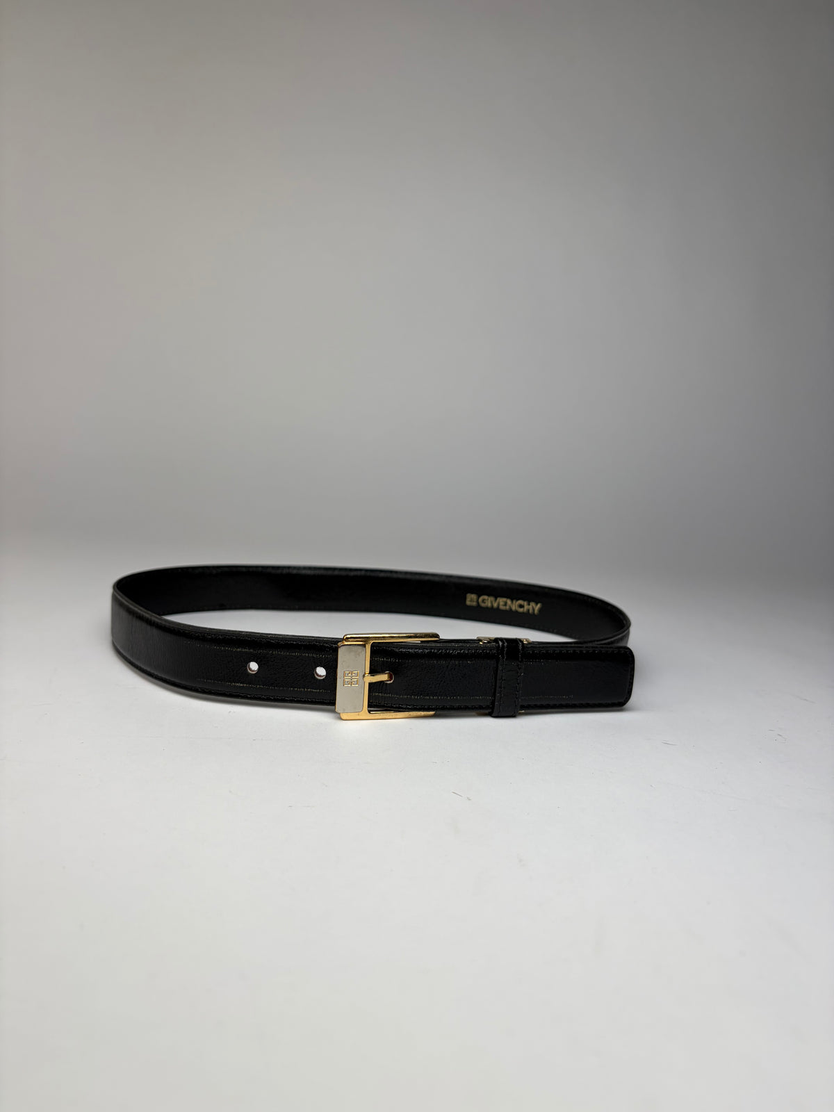 Vintage Givenchy 4G Logo Leather Belt Late 1980s Black Gold