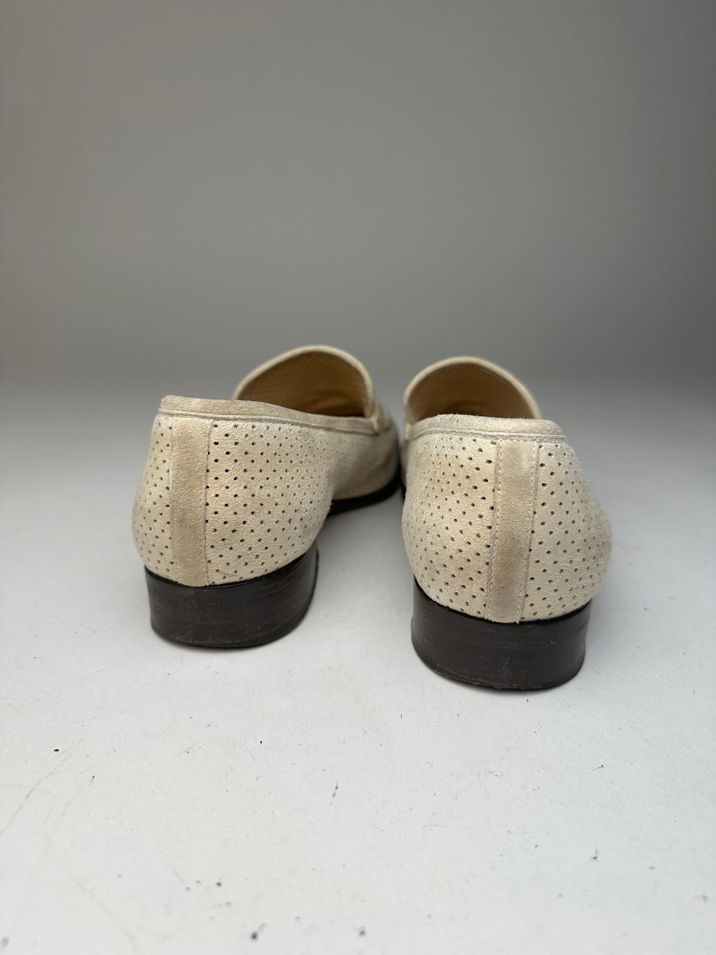 Vintage Gucci Suede summer Horsebit Loafer Grey White 37,5