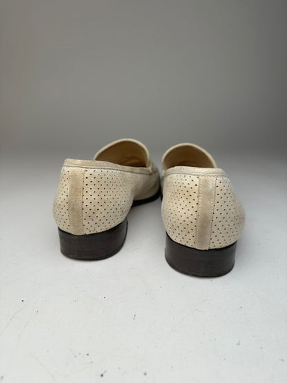 Vintage Gucci Suede summer Horsebit Loafer Grey White 37,5