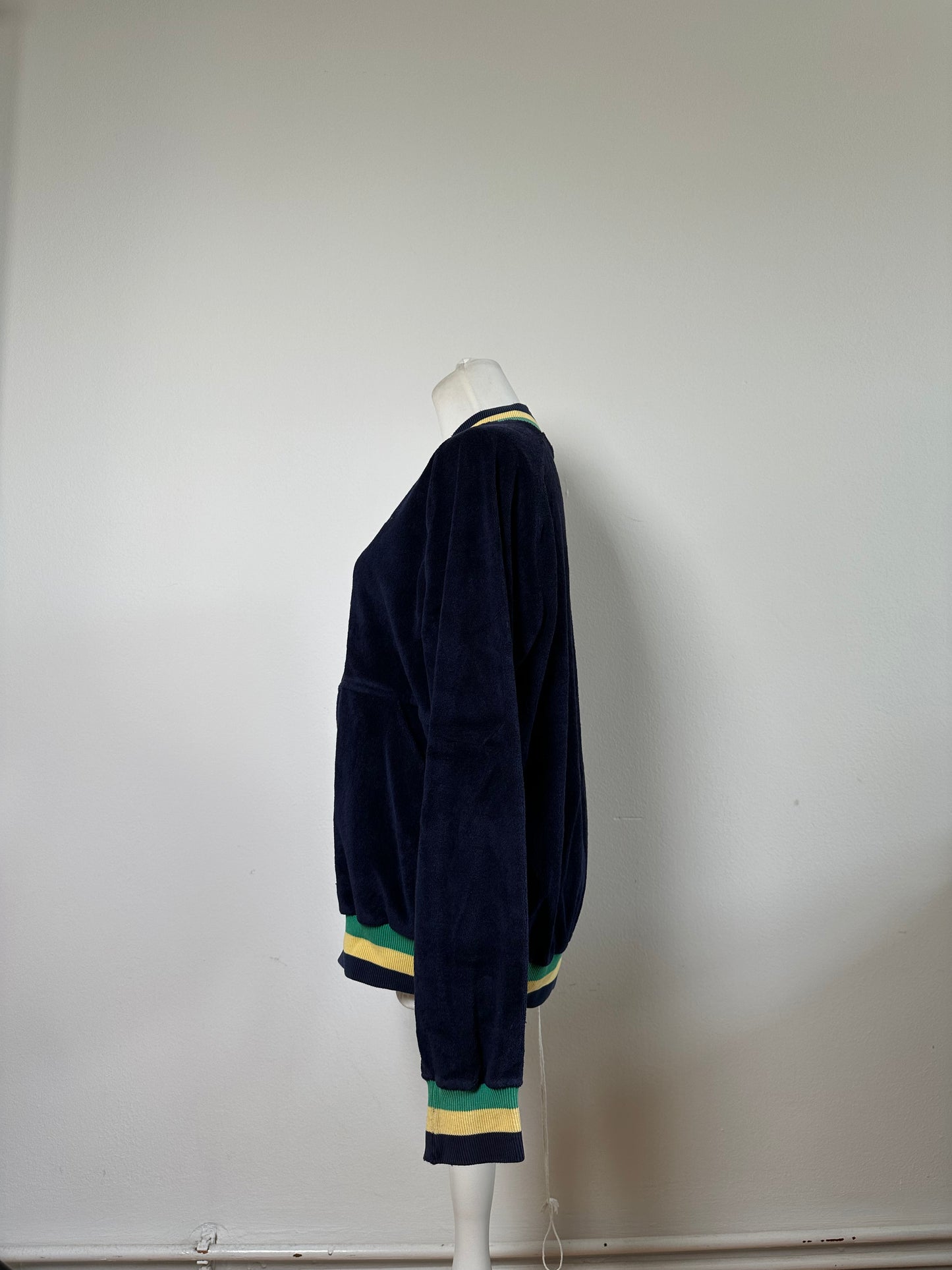 Vintage Dior Men's Cotton Velour Jacket Navy Yellow Green L