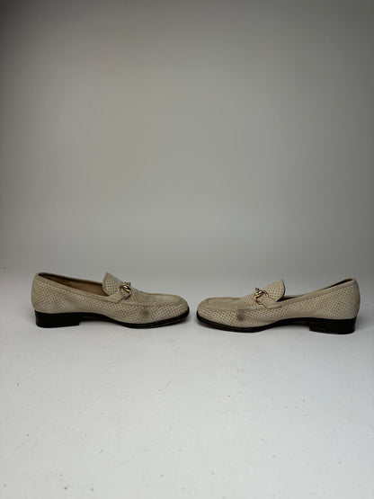 Vintage Gucci Suede summer Horsebit Loafer Grey White 37,5