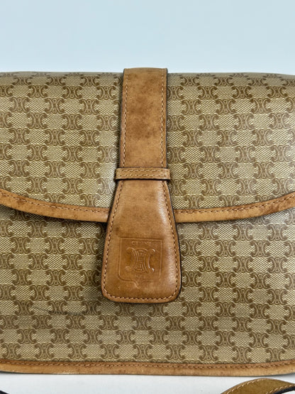 Vintage Celine Paris Monogram Leather Bag Triomphe brown