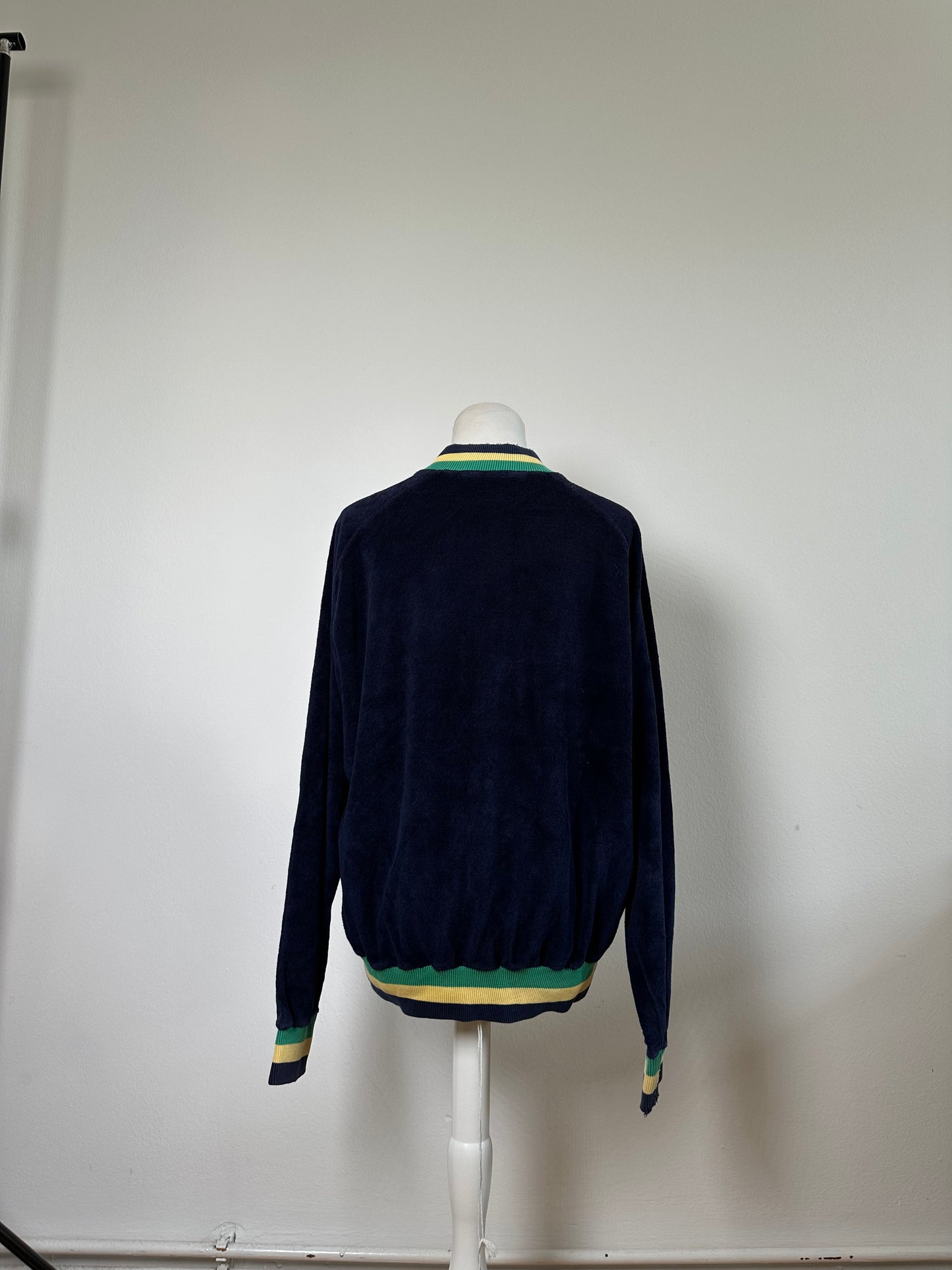 Vintage Dior Men's Cotton Velour Jacket Navy Yellow Green L