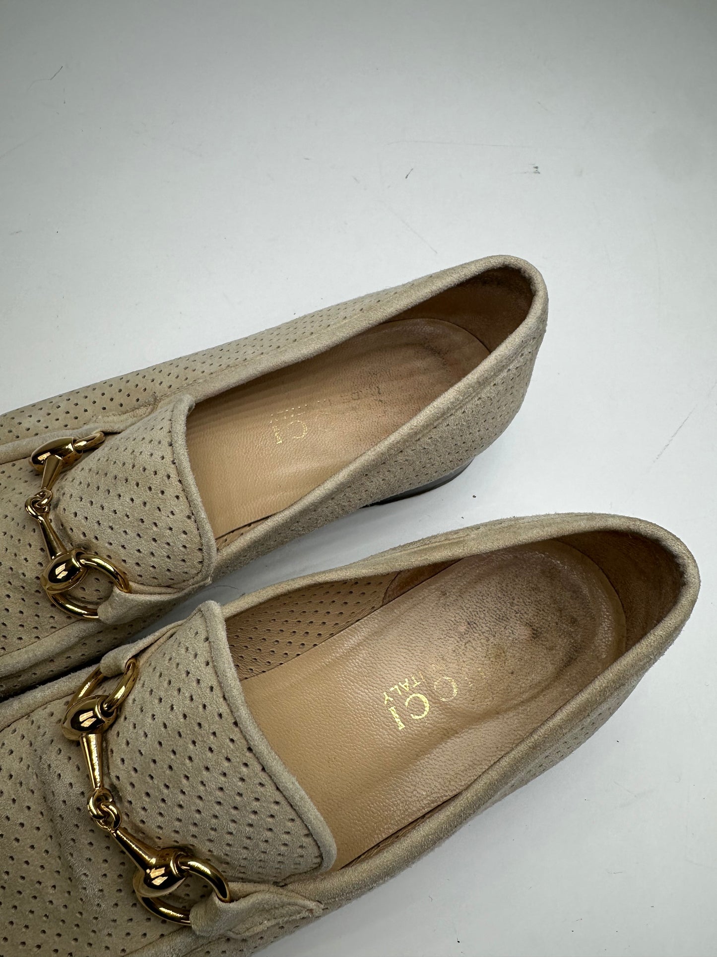 Vintage Gucci Suede summer Horsebit Loafer Grey White 37,5