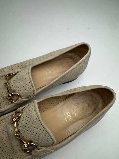 Vintage Gucci Suede summer Horsebit Loafer Grey White 37,5