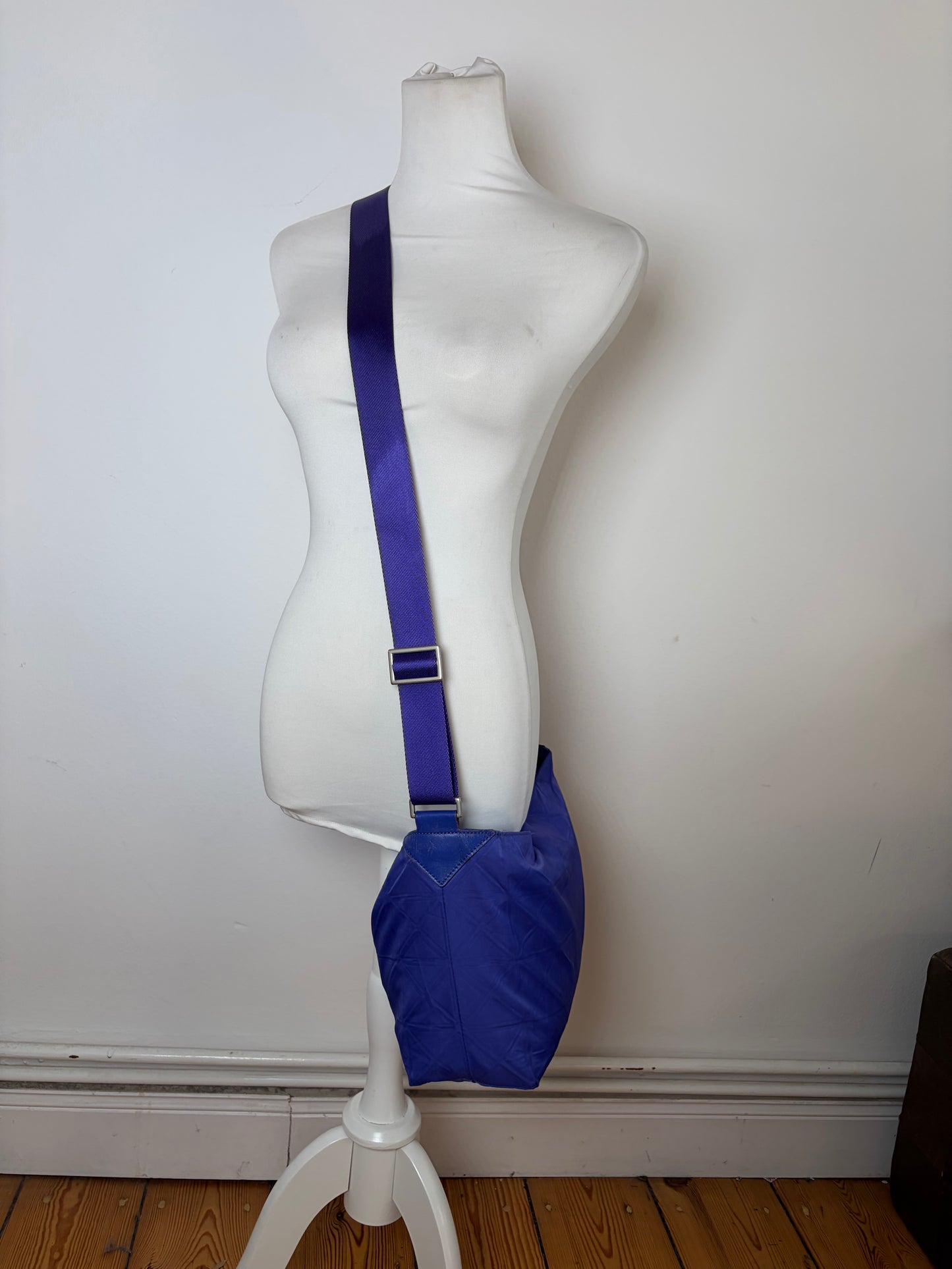Vintage Issey Miyake Structured Shoulder Bag Purple Silver