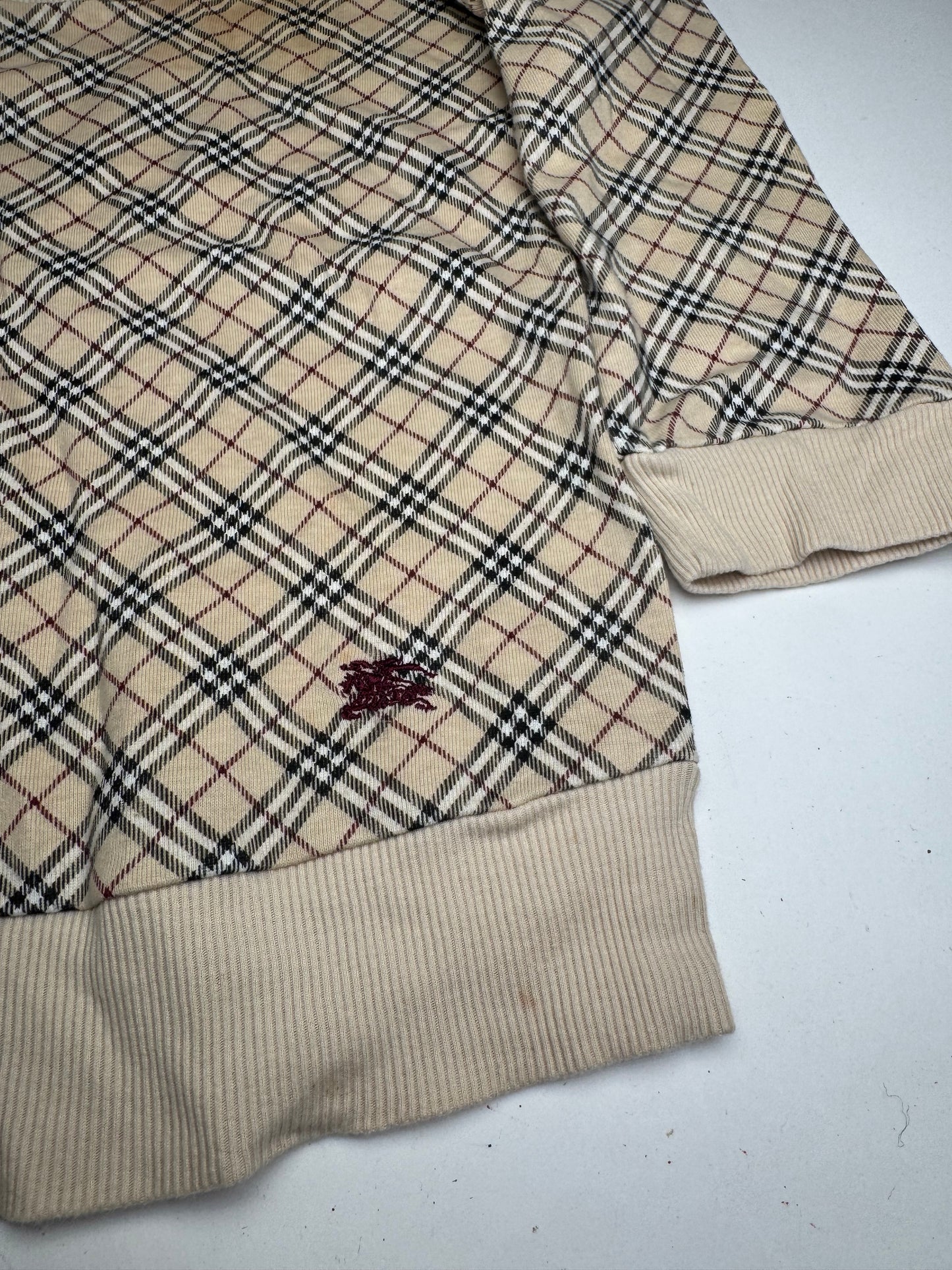 Vintage Burberry Nova Check Short-Sleeve Sweater beige M