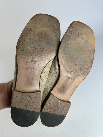 Vintage Gucci Suede summer Horsebit Loafer Grey White 37,5