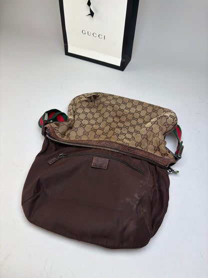 Vintage Gucci GG Supreme Shoulder Bag Beige Brown