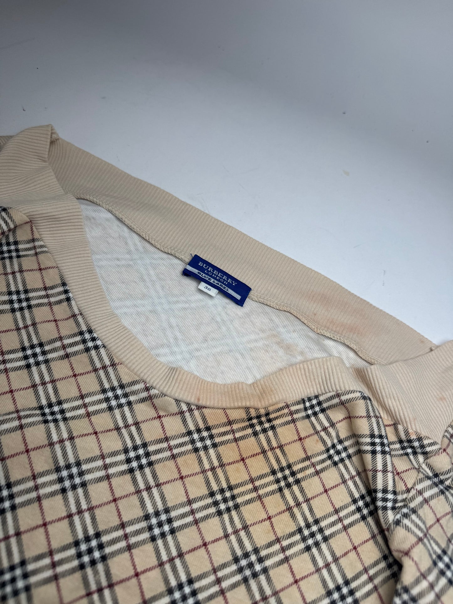 Vintage Burberry Nova Check Short-Sleeve Sweater beige M