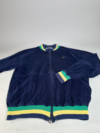 Vintage Dior Men's Cotton Velour Jacket Navy Yellow Green L