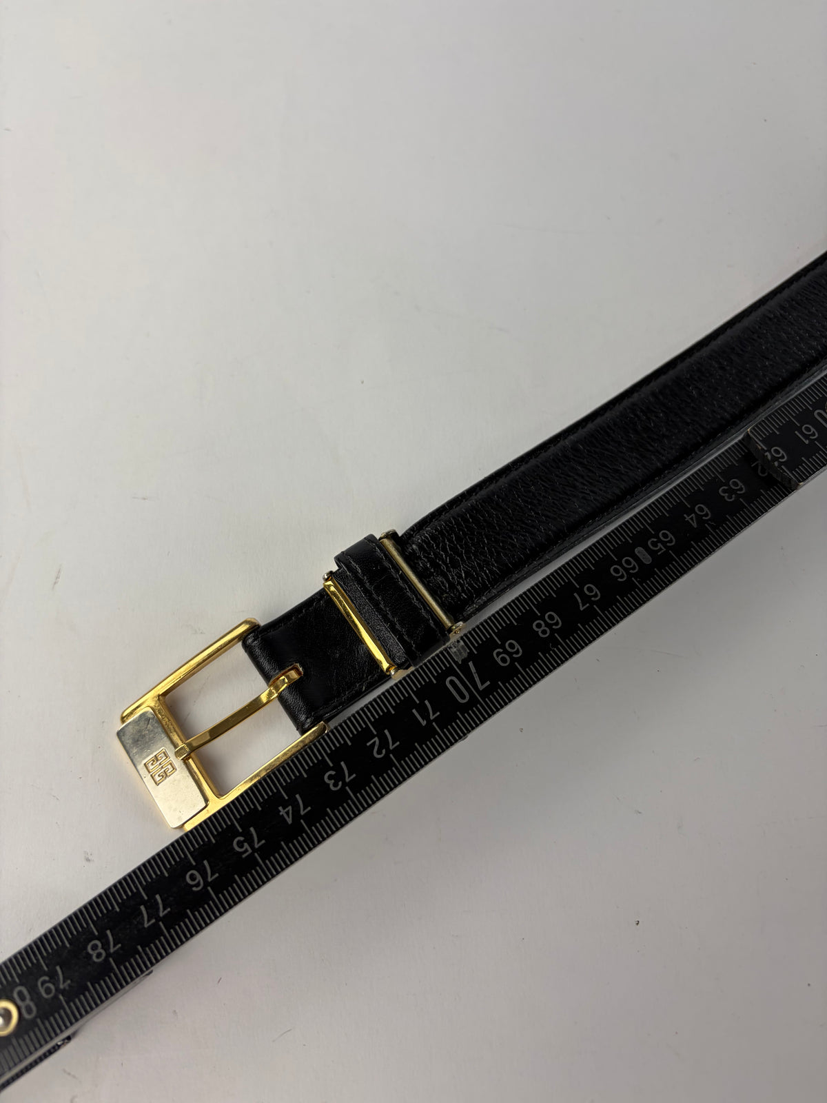 Vintage Givenchy 4G Logo Leather Belt Late 1980s Black Gold