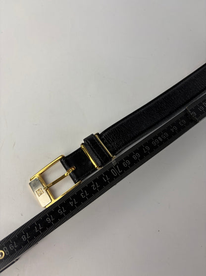 Vintage Givenchy 4G Logo Leather Belt Late 1980s Black Gold